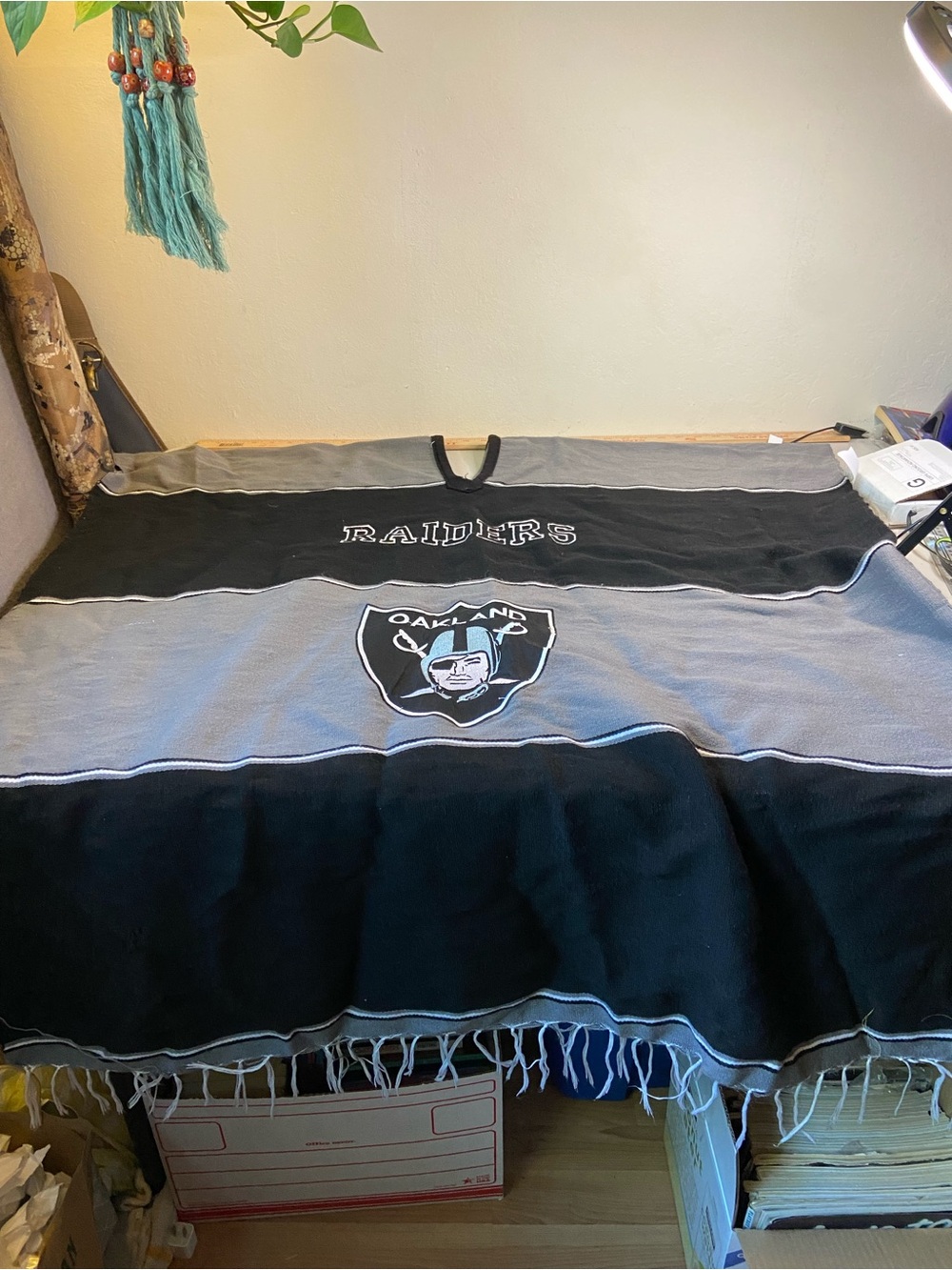 Official Raiders Black & Gray Woven poncho blanket